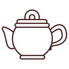 Porcelain teapot isolated brown lines