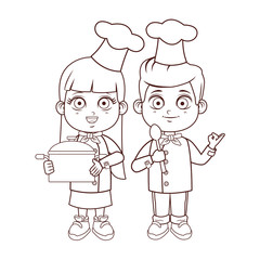 Chef kids cartoons brown lines