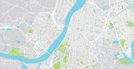 Urban vector city map of Kolkata, India