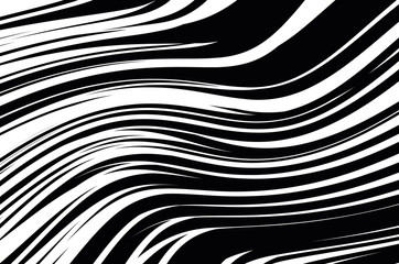 Abstract pattern. Texture with wavy, curves lines. Optical art background. Wave design black and white.