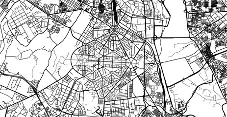 Urban vector city map of New Delhi, India