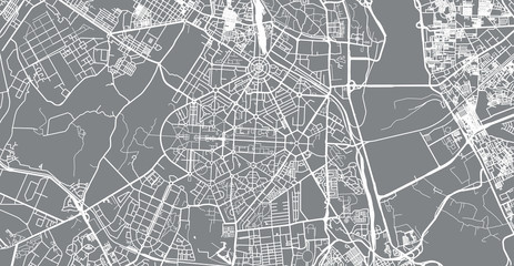 Urban vector city map of New Delhi, India