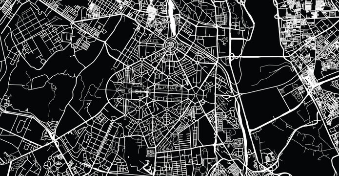 Urban Vector City Map Of New Delhi, India