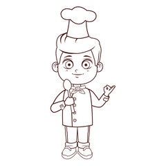 Chef boy cartoon brown lines