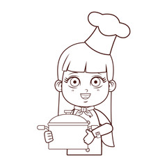 Chef girl cartoon brown lines