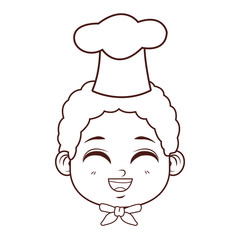 Chef kid smiling face brown lines