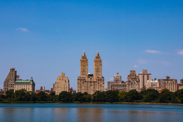 Fototapeta na wymiar Colorful Central Park Fall landscape scene in Manhattan, New York City.