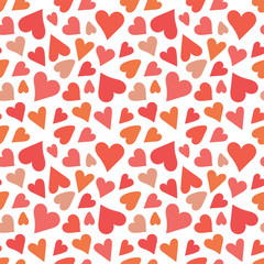 Heart seamless pattern. Vector love illustration. Valentine's Day, Mother's Day, wedding, scrapbook, gift wrapping paper, textiles. Red background