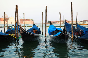 Obraz na płótnie Canvas Gondolas on grand canal in Venice