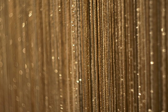 Fabric With Brilliance Golden With Bokeh Close Up