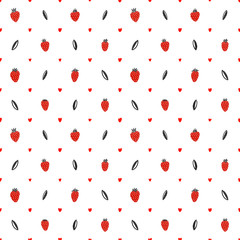 Seamless pattern with red berry and leaves