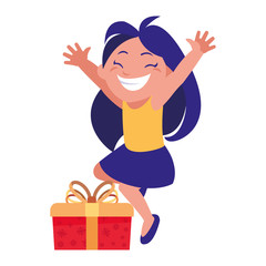 happy girl with gift box celebration