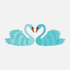 Illustration of two swans in love, romantic situation