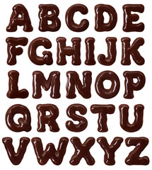 Latin alphabet bold font made of chocolate in high resolution