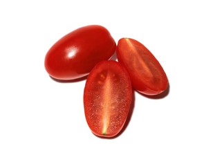 Cherry tomatoes isolated on white background.