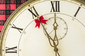 New Year background with vintage clock.