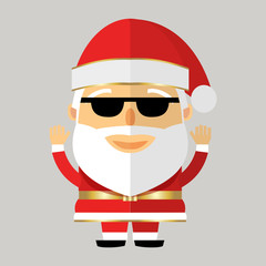 Santa claus in black glasses on grey background.
