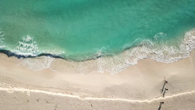 Sea Aerial view. The color of the water and beautifully bright. Azure beach. Top view aerial photo from flying drone of an amazingly beautiful sea landscape.