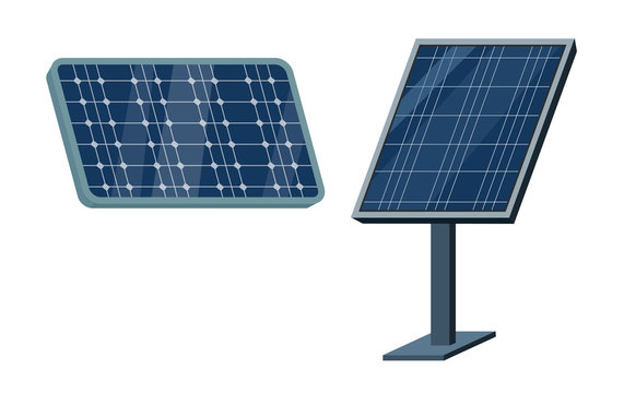 solar panels vector illustration in blue color two items