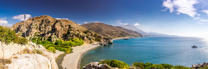 Preveli beach on Crete island with azure clear water, Greece, Europe