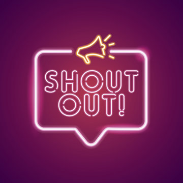 Shout Out neon light announcement poster template
