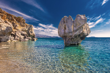 Preveli beach on Crete island with azure clear water, Greece, Europe