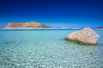 Balos lagoon on Crete island with azure clear water, Greece, Europe