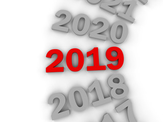 3D render - 2019 circular year array