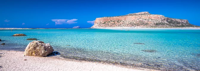 Papier Peint photo  Plage d'Elafonissi, Crète, Grèce Lagune de Balos sur l& 39 île de Crète avec de l& 39 eau claire azur, Grèce, Europe