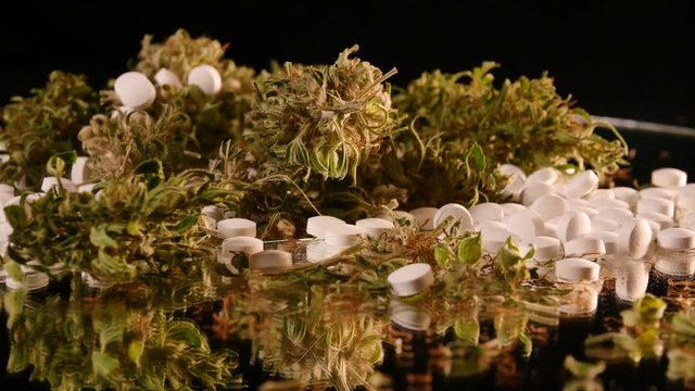 Cannabis, coke, razorblades, drugs, pills, XTC and needle rotating