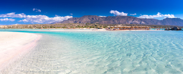 Elafonissi beach on Crete island with azure clear water, Greece, Europe