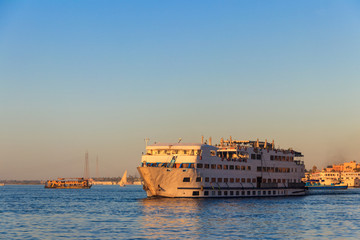 Cruise ship sailing on the Nile river, Egypt
