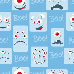 Seamless cute monsters pattern. Vector illustration.