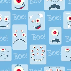 Wall murals Monsters Seamless cute monsters pattern. Vector illustration.