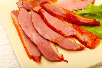Sliced duck breast