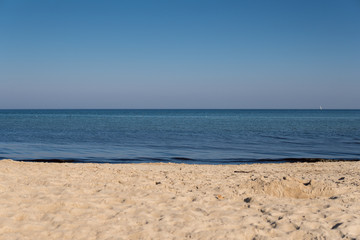 Fototapeta na wymiar sandy beach over calm sea