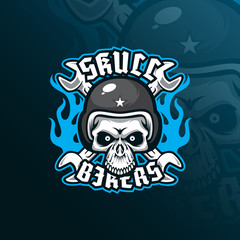 skull vector mascot logo design with modern illustration concept style for badge, emblem and tshirt printing. skull illustration with wrench.