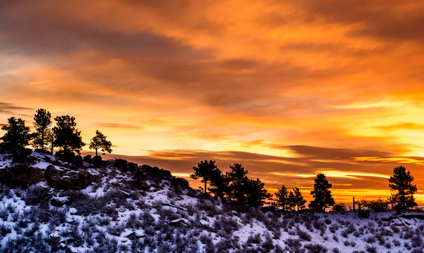 Sunrise Over Snowy Hill