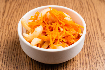carrot salad with calamari