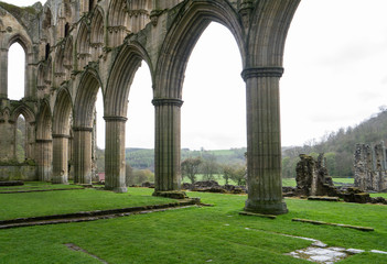 Fototapeta na wymiar arches of rievaulx abbey in helmsley