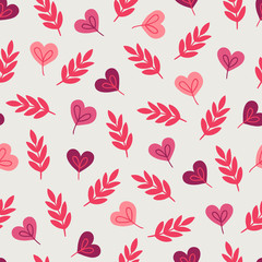 St. Valentine's Day seamless pattern with branches and hearts