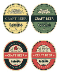 Fototapeta na wymiar collection of beer labels in retro style
