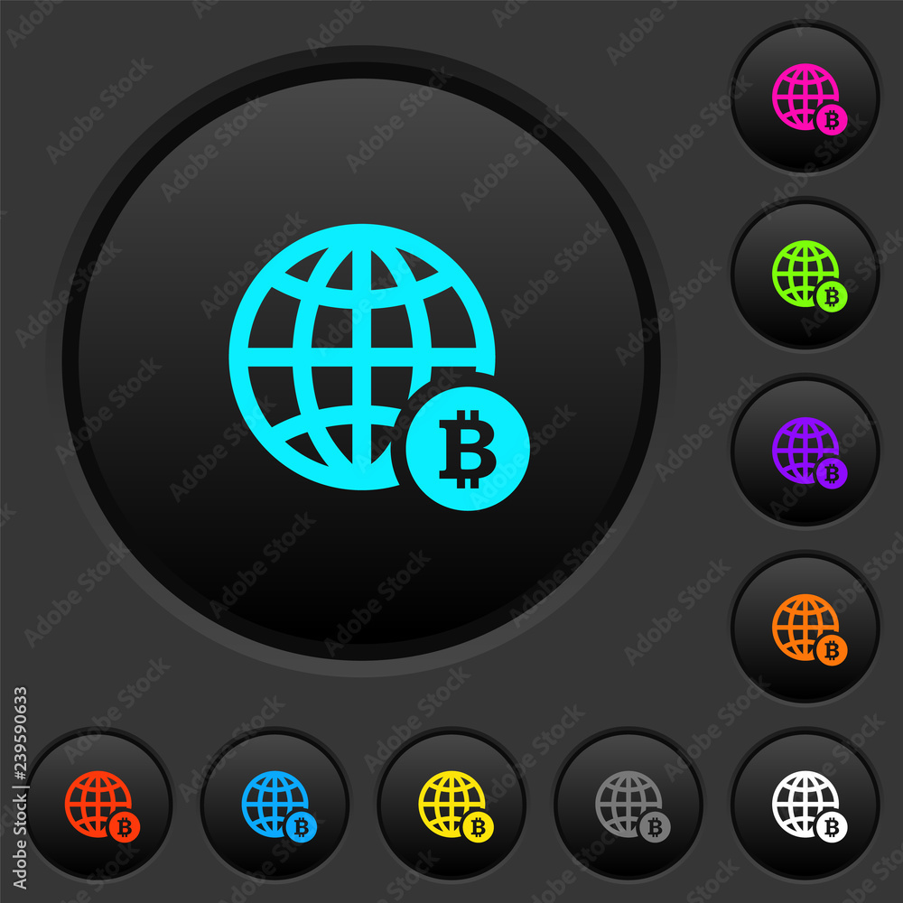 Poster online bitcoin payment dark push buttons with color icons