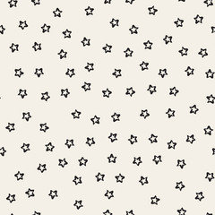 Doodle star pattern. Vector seamless texture night sky wrapping
