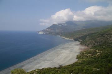 view of the sea and mountains with coastline in corsica