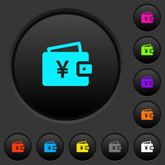 Yen wallet dark push buttons with color icons