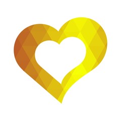 Geomatric hearts love vector icon. Heart icon set vector..Golden low poly style. - Vector