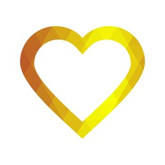 Geomatric hearts love vector icon. Heart icon set vector..Golden low poly style. - Vector
