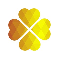 Geomatric hearts love vector icon. Heart icon set vector..Golden low poly style. - Vector