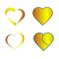 Geomatric hearts love vector icon. Heart icon set vector..Golden low poly style. - Vector
